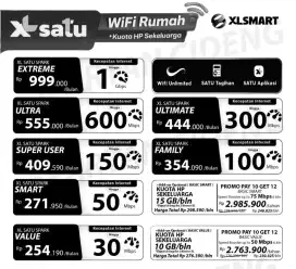 Daftar wifi XL 1 + kuota  cuma 200rb