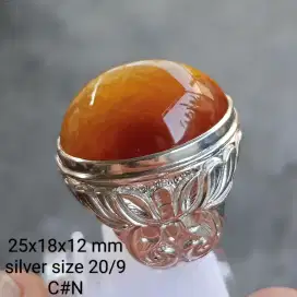 Cincin perak,batu natural pandan nanas