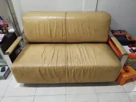 Sofa Melandas Full Kulit Asli Rangka Besi Stainles Utuh