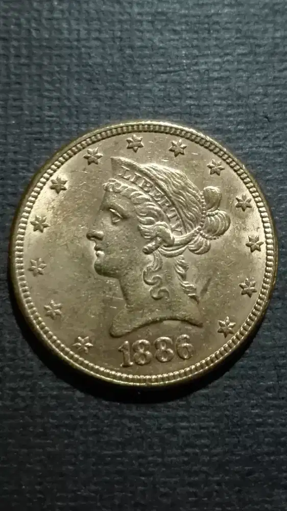 Coin Emas Amerika Liberty Head $ 10 1886.lp