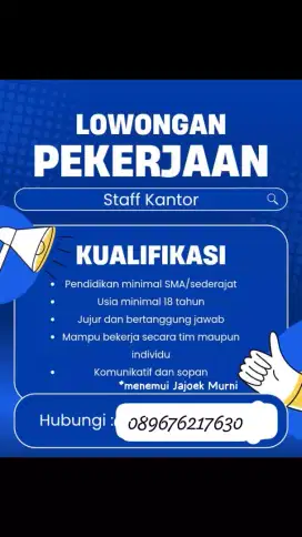 Lowongan staff admin
