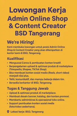 Admin Online Shop & Content Creator