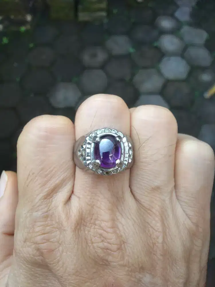 Kecubung ungu Amethys, ring steinless