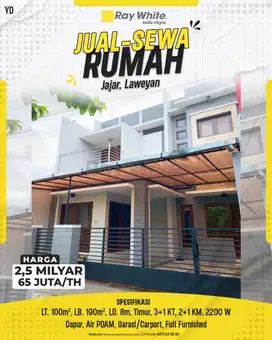 Disewakan Rumah Modern Full Furnished di Jajar Laweyan