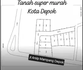 TANAH SUPER MURAH BONUS GUDANG JALAN ARSIP MAMPANG PANCORAN MAS DEPOK