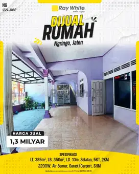 Rumah Luas 5KT di Ngringo Jaten, Dekat Palur & UNS