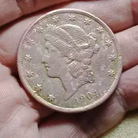 Koin Langka 1904 LIBERTY HEAD 10 DOLLARS AMERIKA Bekaa Pin Lencana