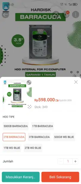 Hardisk baracuda 2tb