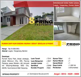 Rumah Murah di Kana Park Dekat Stasiun Parung Panjang Legok Tangerang