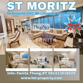 Dijual Apt ST MORITZ Twr Presidential 158m2(3BR+1),Privatelift,lt