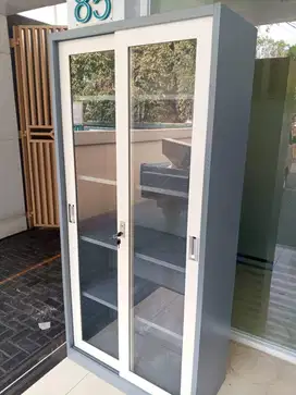 lemari arsip besi full kaca pintu sliding lemari filling cabinet besi