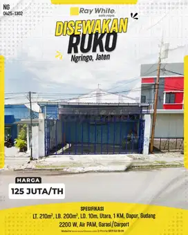 Disewakan Ruko di Jalan Raya Palur, Lokasi Super Strategis!