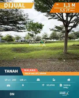 Super Langka Dijual Tanah Kavling di Palm Valley The Araya Malang