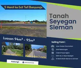 Tanah kavling Seyegan 5 mnt exit toll
