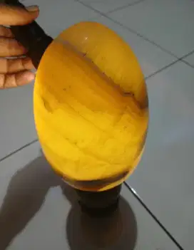 Hiasan Lampu meja bahan batu onyx tinggi 30cm diameter 15-18cm