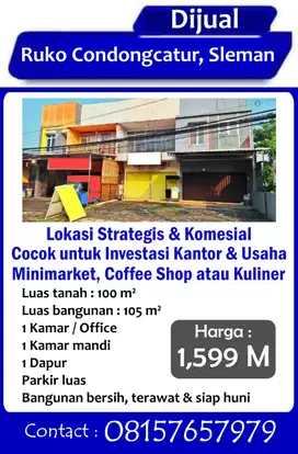 DJUAL Ruko Strategis Siap Pakai Condongcatur Yogyakarta Dkt Pusat Kota