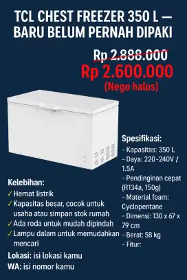 TCL CHEST FREEZER TCF 350 ZID