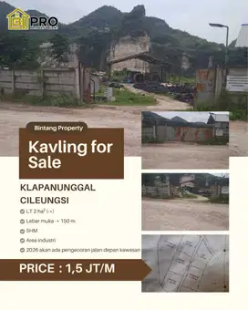 Di jual tanah di kawasan industri Klapanunggal, Cileungsi, Bogor.