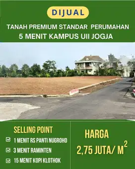 Tanah Murah Jogja Area Kampus UII Jogja, Cocok Villa dan Kost