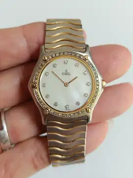 Ebel classic wave 181909 original dial mop index diamond bezel