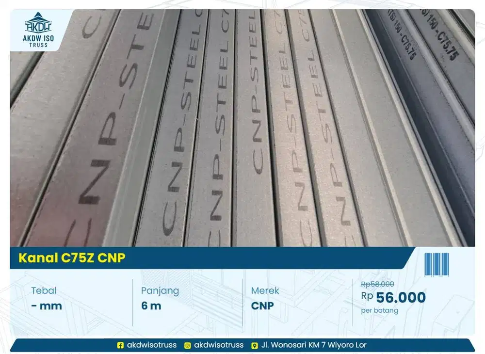 Kanal C Baja Ringan C75 0.75 mm Kencana Taso CNP Joli AZ100 Murah