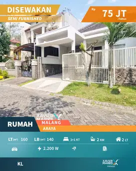 Rumah Bersih Terawat Siap Huni di Araya Blimbing Malang