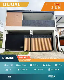 Rumah Mewah Bagus Estetik di Araya Valley Blimbing Malang