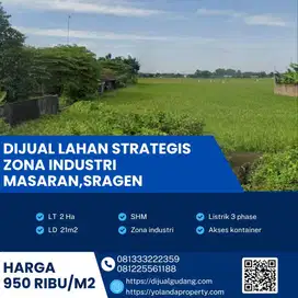 Dijual Lahan Strategis Industri Lokasi Masaran,Sragen Luas 2 Ha