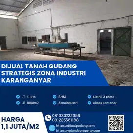Dijual Tanah Gudang Strategis Industri Lokasi Karanganyar 4,1 Hektar