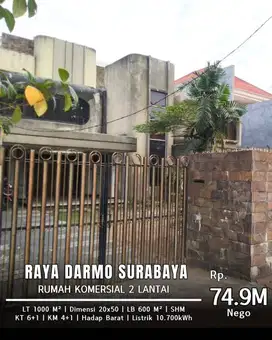 Dijual Rumah Komersial Raya Darmo Lokasi Premium 2 Lantai