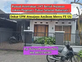 Rumah Kontrakan Dekat UPN Seturan Babarsari Atmajaya Amikom 26Jt Nett