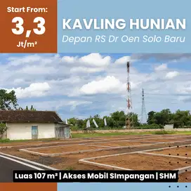 Tanah Kavling di Kawasan Bisnis Solo Baru, 3 mnt dari RS. Dr Oen Soba
