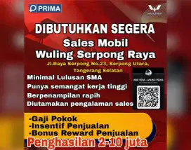 DIBUTUHKAN SEGERA SALES MOBIL WULING