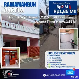 Turun Harga! Rumah LT 120 m² di Rawamangun Jaktim Hanya 1,85 M ACP79
