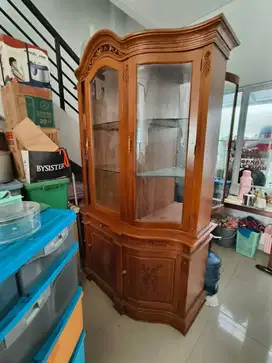 Lemari Pajangan Kayu Jati 3 Tingkat + 4 Laci Bekas