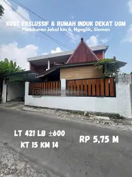 Kost Ekslussif 12 kamar dan rumah induk dekat UGM Jakal km 6 plemburan