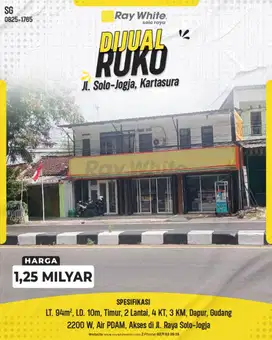 Dijual Ruko 2 Lantai di Tepi Jalan Raya Solo-Jogja, Kartasura