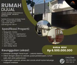 Dijual Rumah Strategis di Tanah Kusir, Jakarta Selatan
