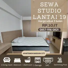 Studio sewa full furnished dekat mall lantai 19 apartemen bassura city