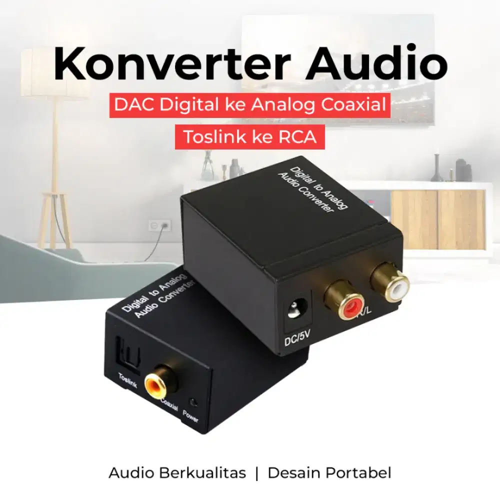 Konverter Audio DAC Digital ke Analog Coaxial dan Toslink ke RCA