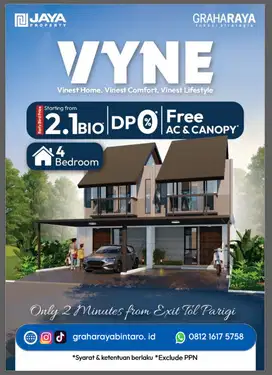 VAZZA LIVING TIPE VYNE RUMAH 2 LANTAI DP 0% GRAHARAYA BINTARO