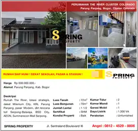 Rumah Cluster Murah The River Siap Huni Dekat Stasiun Parung Panjang