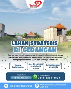 dijual cepat tanah di gedangan sidoarjo sertifikat SHM