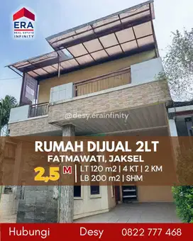Dijual Murah Rumah 2 Lantai di Fatmawati