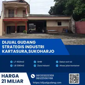 Dijual Gudang Strategis di Kartasura 4531m BU! Harga terjangkau