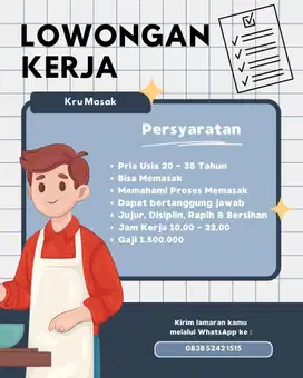 Dibutuhkan Segera Kru Masak