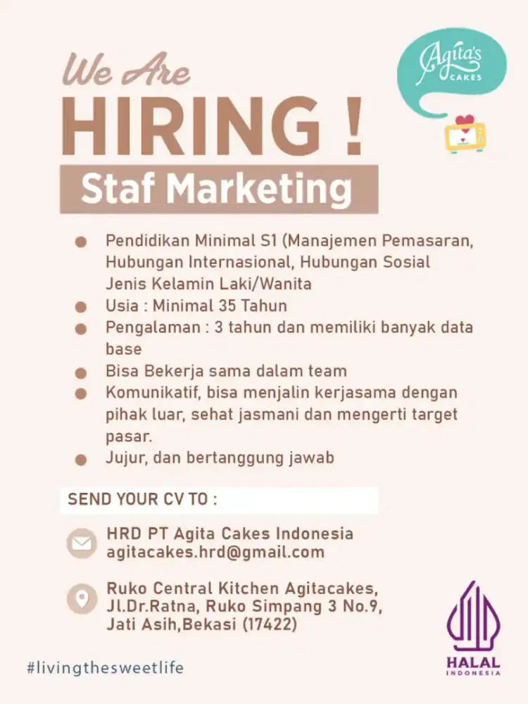 Di butuhkan Staff Marketing untuk F&B