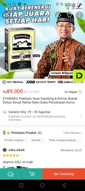 Jual susu kambing etawaku bubuk