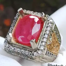 Natural Ruby corondum plus memo ring alfaka super size 8 net harga