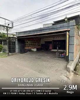 DIJUAL BANGUNAN USAHA DRIYOREJO GRESIK! LOKASI STRATEGIS AREA PABRIK!